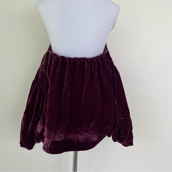 Mare Mare Free People Piere Plum Crushed Velvet Puff Sleeve Off The Shoulder Top - Picture 5 of 10
